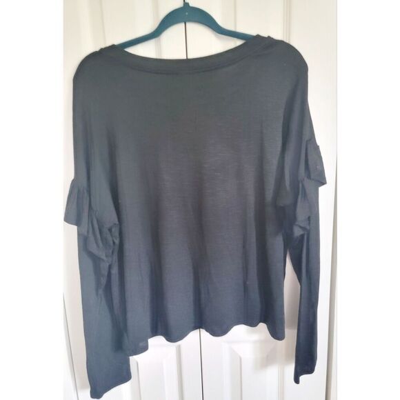 Mossimo XL Vintage Sweater Women Black‎ Round Neck Ruffle Sleeve  Grunge Soft - Picture 5 of 6